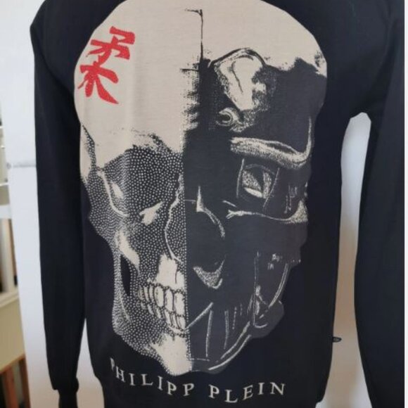 Men's  M NWOT Black Philipp Plein Sweatshirt - Skull with crystals and studs - Picture 10 of 11